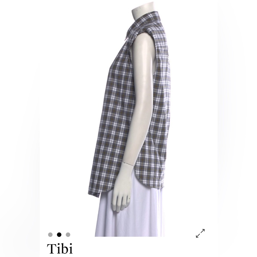 Tibi plaid asymmetric sleeveless button up shirt - Picture 2 of 5